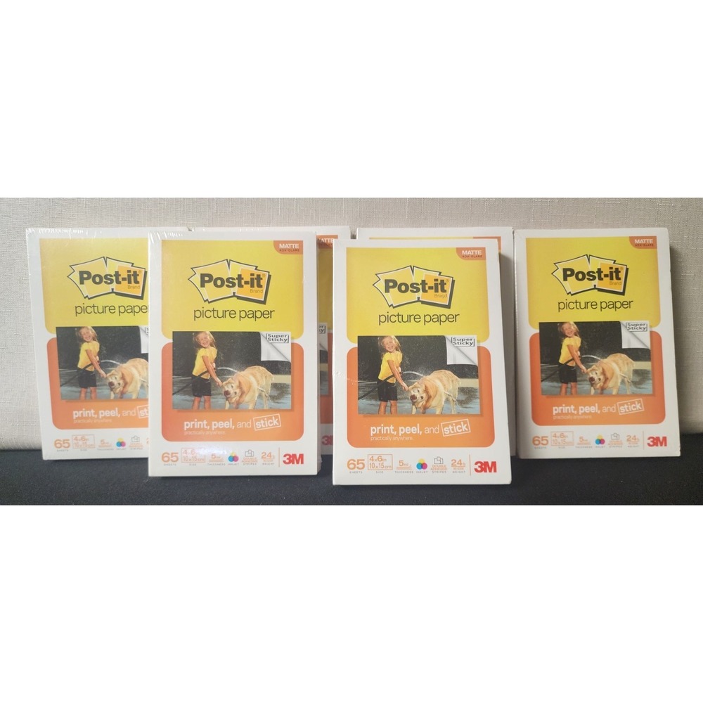 3M Post-it Picture Paper Print Peel And Stick 65 Sheets X 6   Matte   New